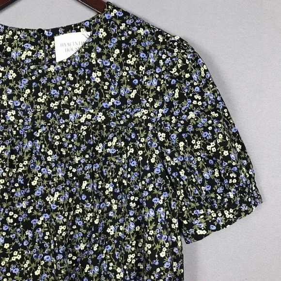Tuckernuck Hyacinth House Quinn Dress Size XS Black Floral Short Sleeve Tiered - Picture 6 of 16
